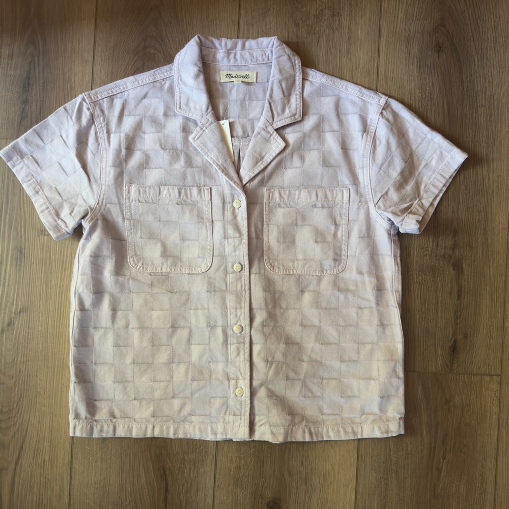 Madewell Checkered Button Up Denim Shirt